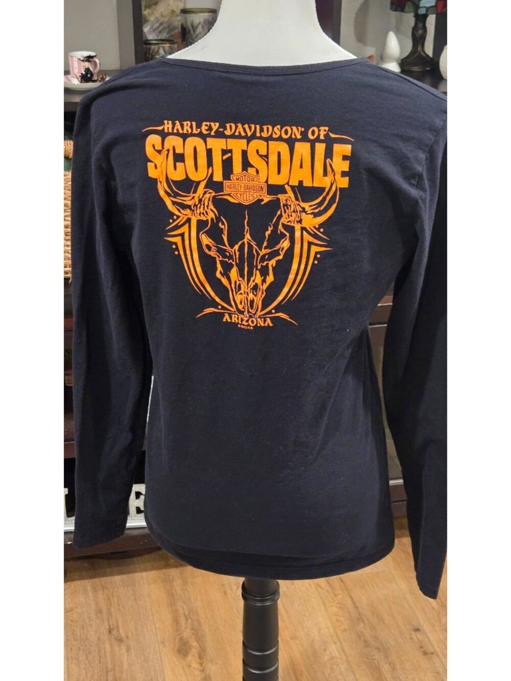 Rare 2013 Harley-Davidson Scottsdale AZ Cutout Long Sleeve XL Bull Skull Bling